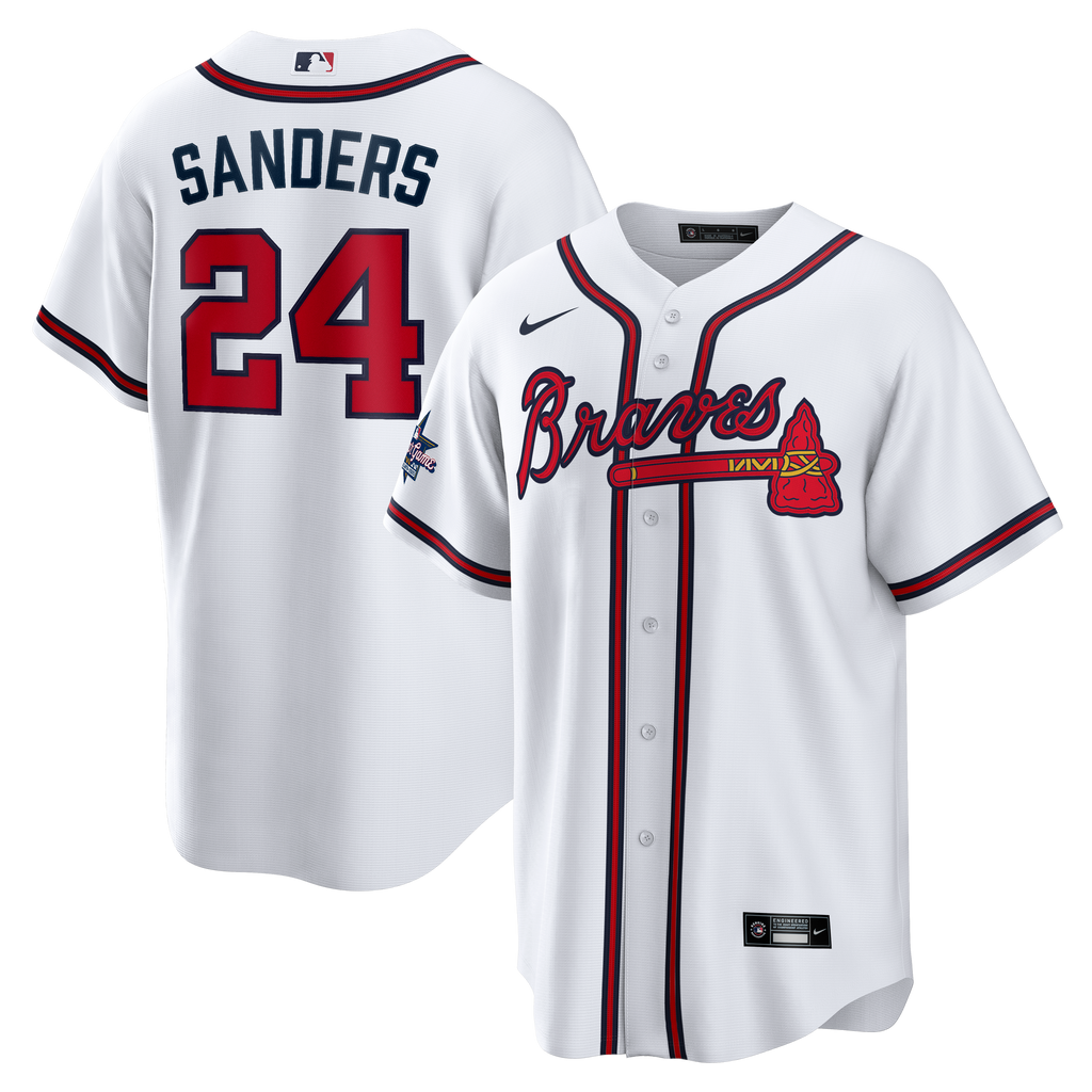 Men's Atlanta Braves Deion Sanders Nike White Home Retired Player Replica Jersey