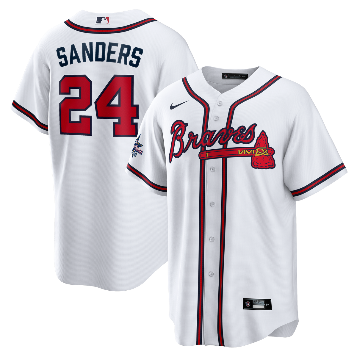 Men's Atlanta Braves Deion Sanders Nike White Home Retired Player Replica Jersey