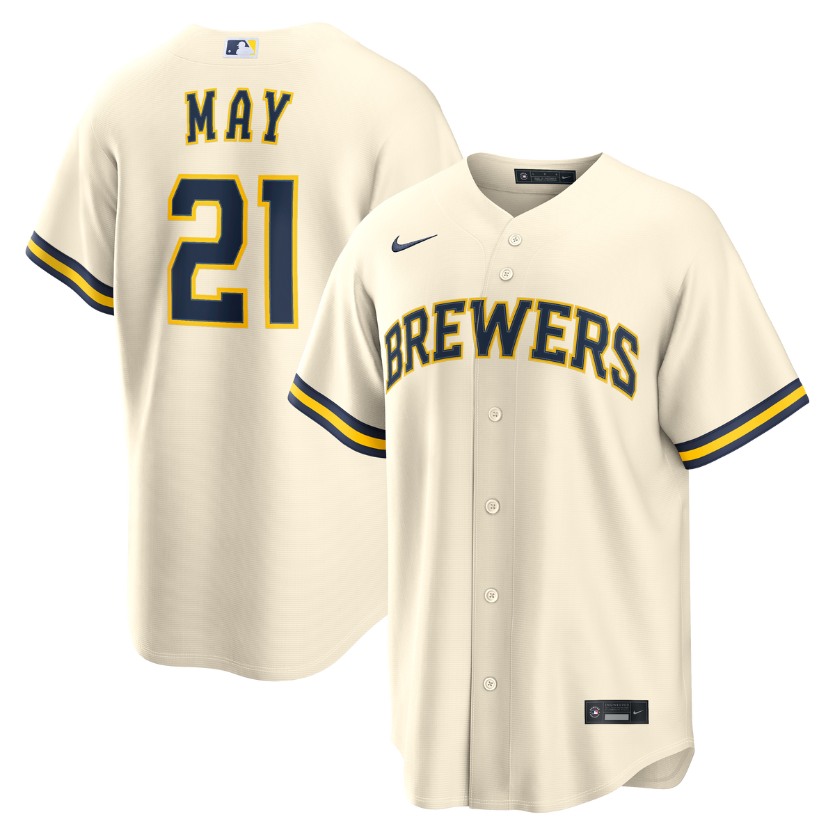 Men's Milwaukee Brewers Dustin May Nike Cream Home Replica Jersey - 2