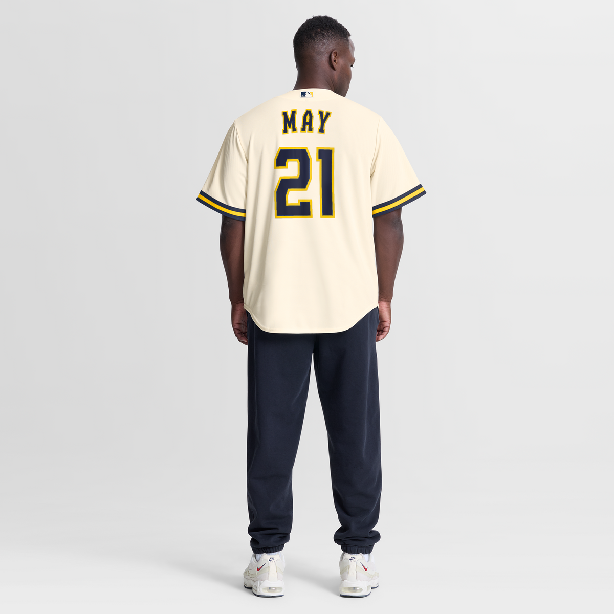 Men's Milwaukee Brewers Dustin May Nike Cream Home Replica Jersey - 4
