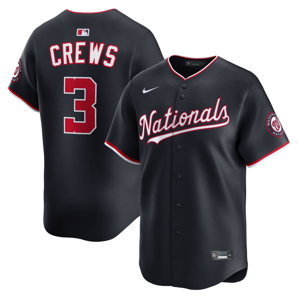Men's Washington Nationals Dylan Crews Nike Navy Alternate Limited Jersey - 2