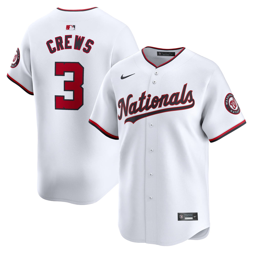 Men's Washington Nationals Dylan Crews Nike White Home Limited Player Jersey