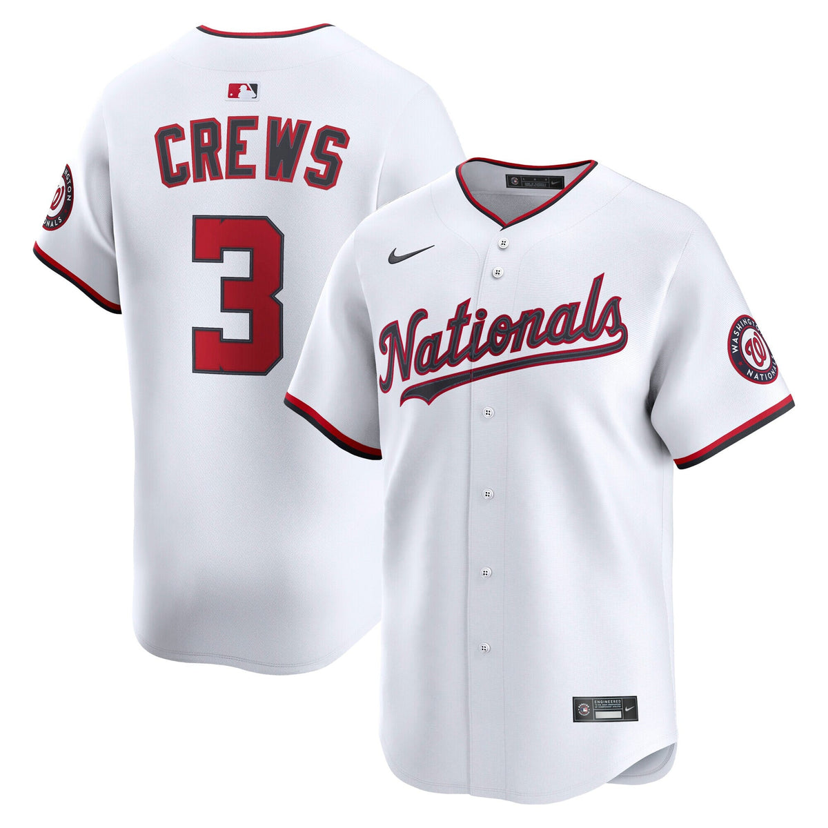 Men's Washington Nationals Dylan Crews Nike White Home Limited Player Jersey