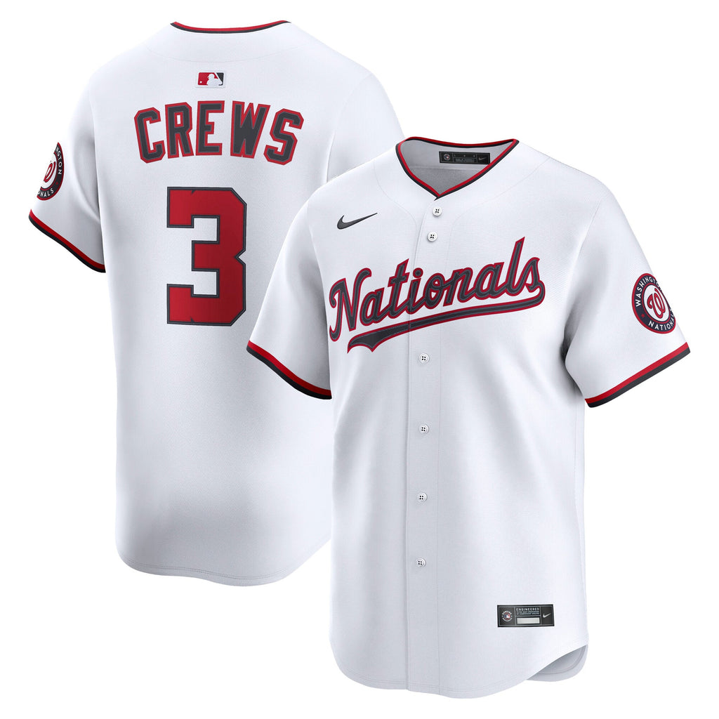 Men's Washington Nationals Dylan Crews Nike White Home Limited Player Jersey - 2