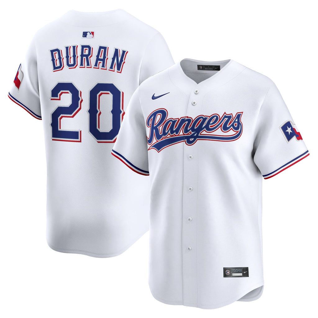 Men's Texas Rangers Ezequiel Duran Nike White Home Limited Player Jersey - 2