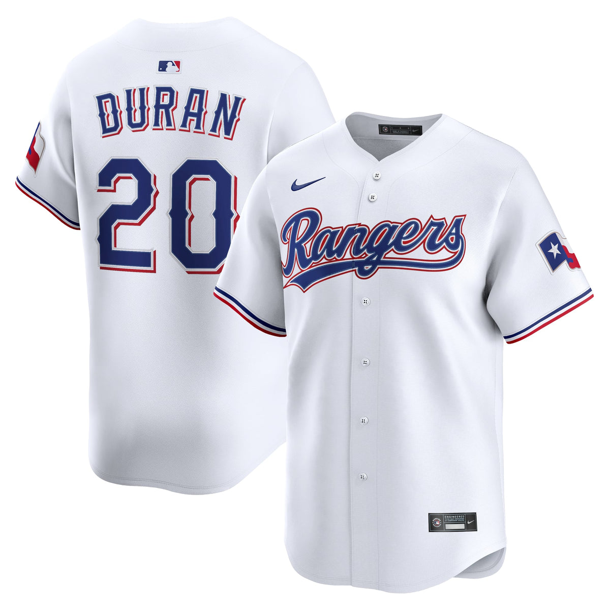 Men's Texas Rangers Ezequiel Duran Nike White Home Limited Player Jersey