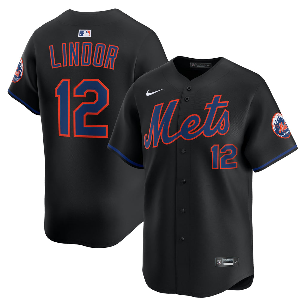 Men's New York Mets Francisco Lindor Nike Black Alternate Limited Jersey