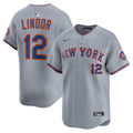 Men's New York Mets Francisco Lindor Nike Gray Road Limited Player Jersey