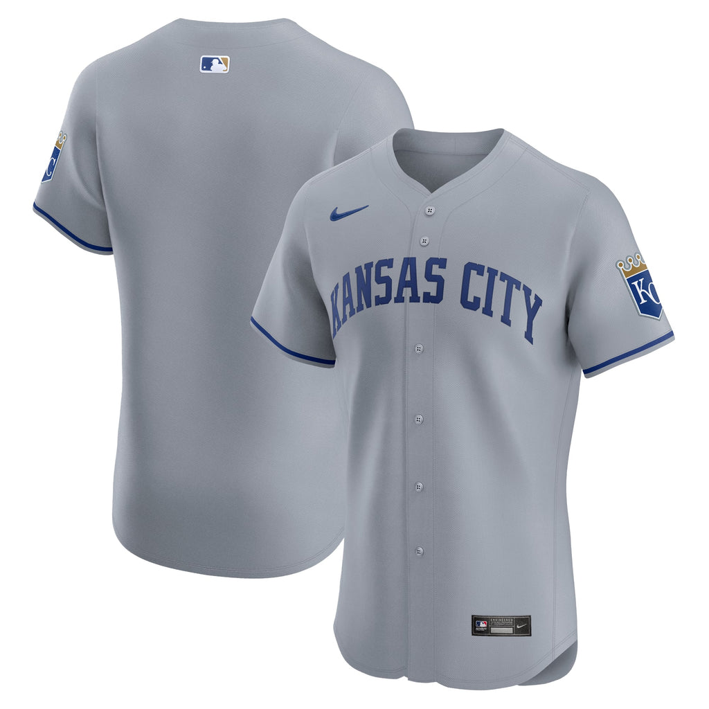 Men's Kansas City Royals Nike Gray Road Vapor Premier Elite Patch Jersey - 2
