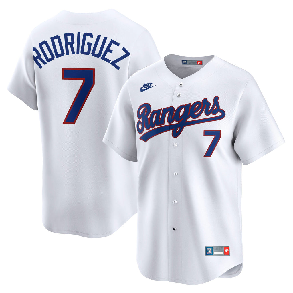 Men's Texas Rangers Ivan Rodriguez Nike White Throwback Cooperstown Collection Limited Jersey