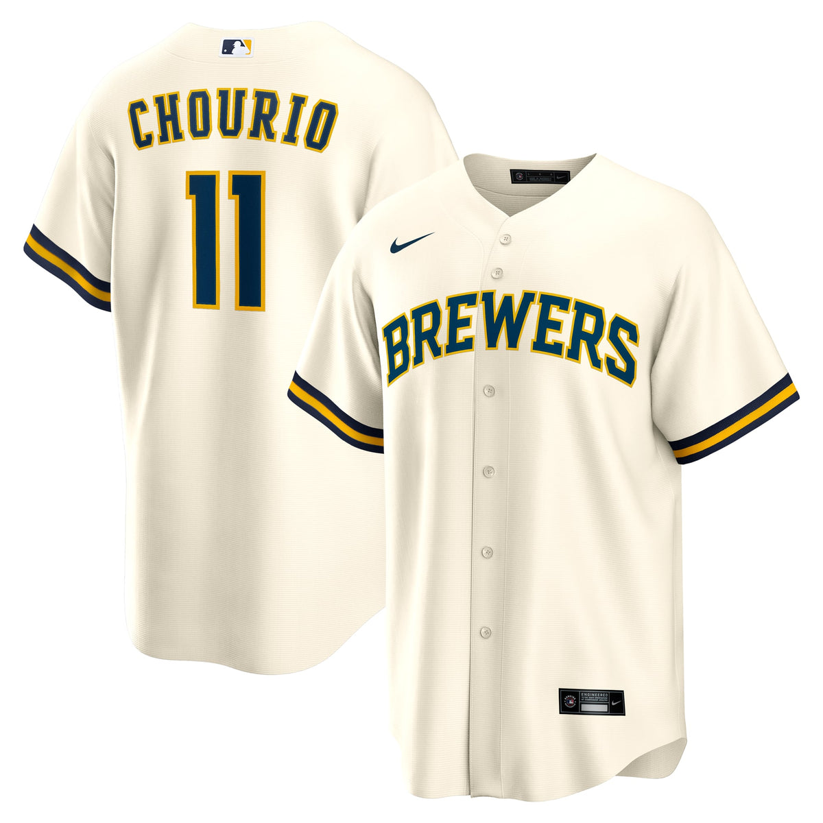 Men's Milwaukee Brewers Jackson Chourio Nike Cream Home Replica Jersey