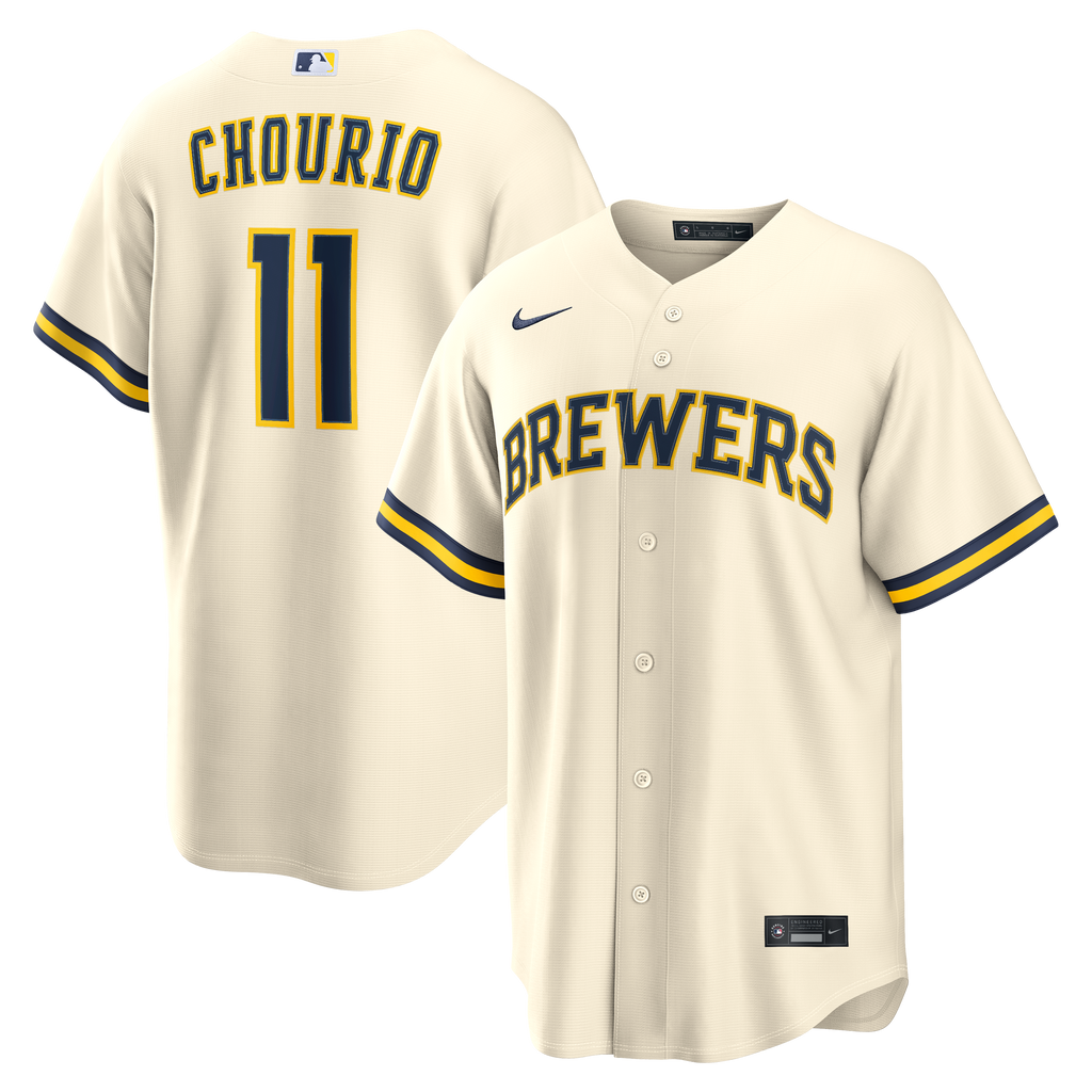 Men's Milwaukee Brewers Jackson Chourio Nike Cream Home Replica Jersey - 2