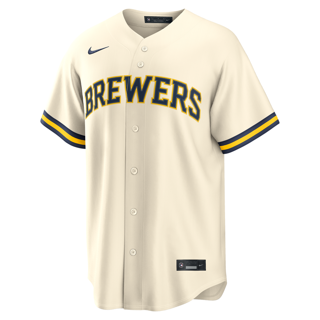Men's Milwaukee Brewers Jackson Chourio Nike Cream Home Replica Jersey - 3