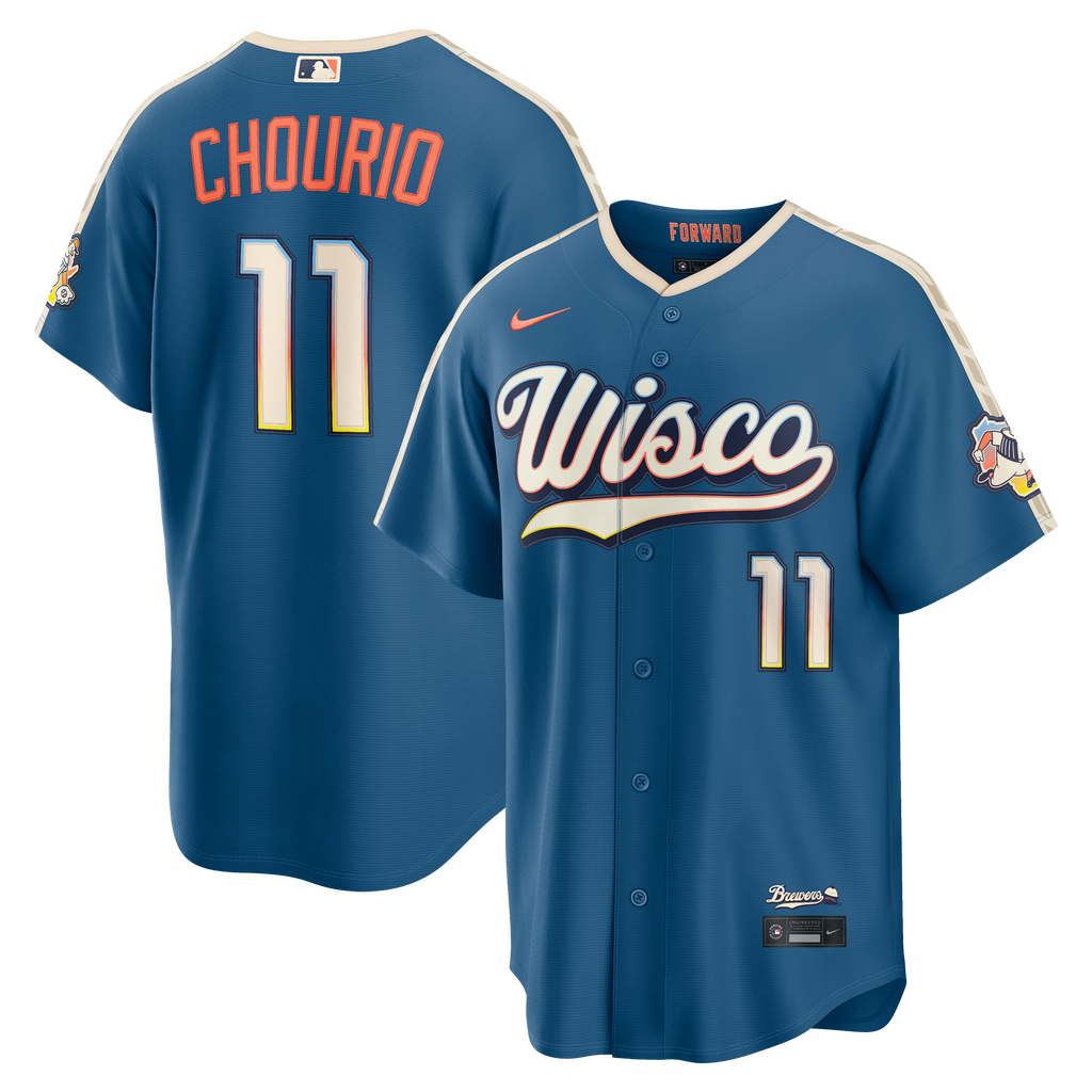 Men's Milwaukee Brewers Jackson Chourio Nike Mineral Blue 2026 City Connect Stadium Jersey - 2
