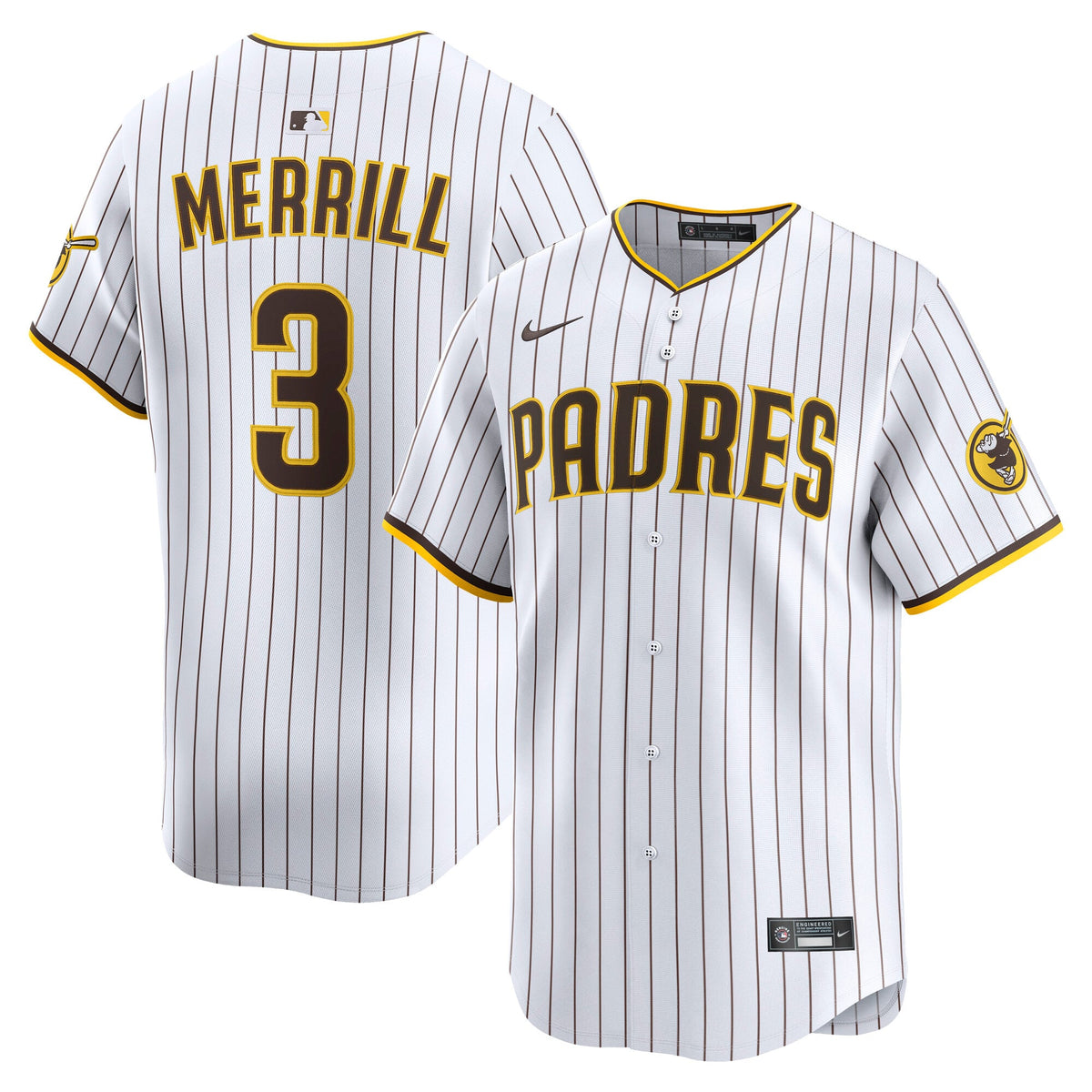 Men's San Diego Padres Jackson Merrill Nike White Home Limited Player Jersey
