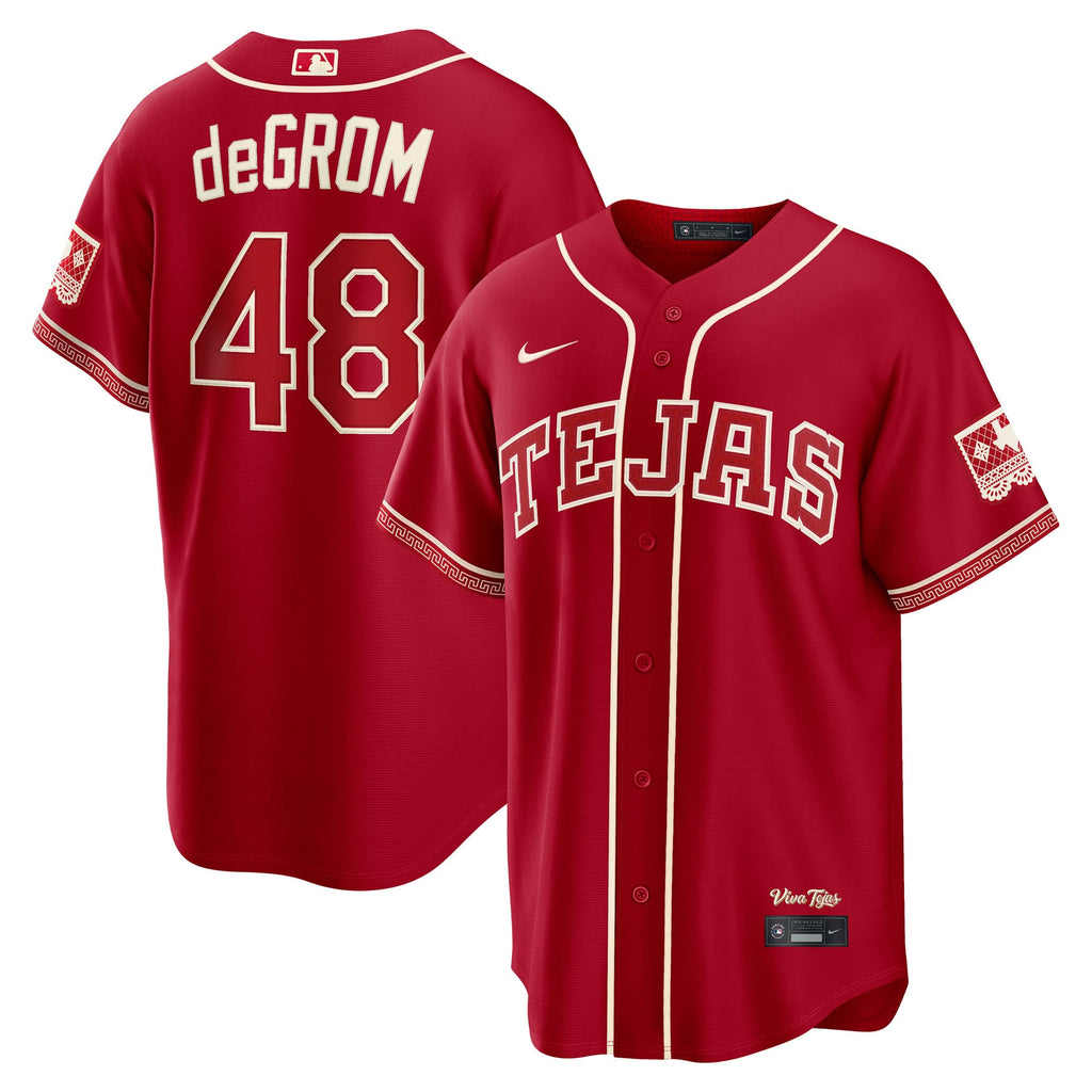 Men's Texas Rangers Jacob deGrom Nike Red 2026 City Connect Stadium Jersey - 2