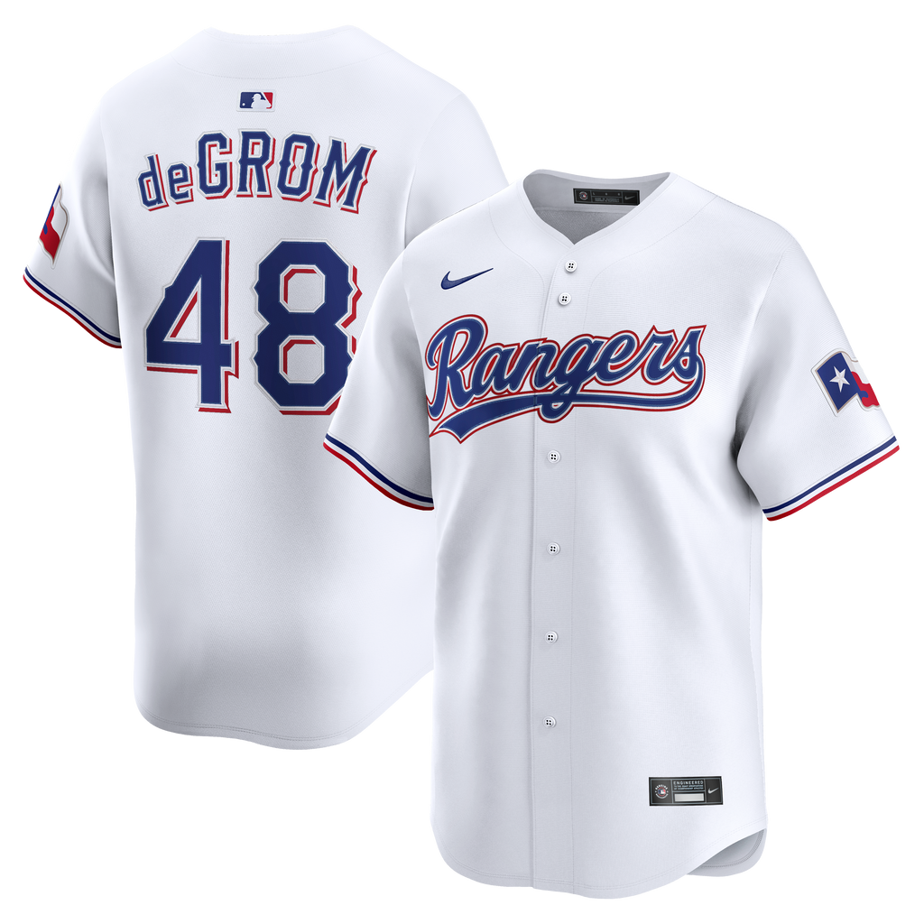 Men's Texas Rangers Jacob deGrom Nike White Home Limited Jersey - 2