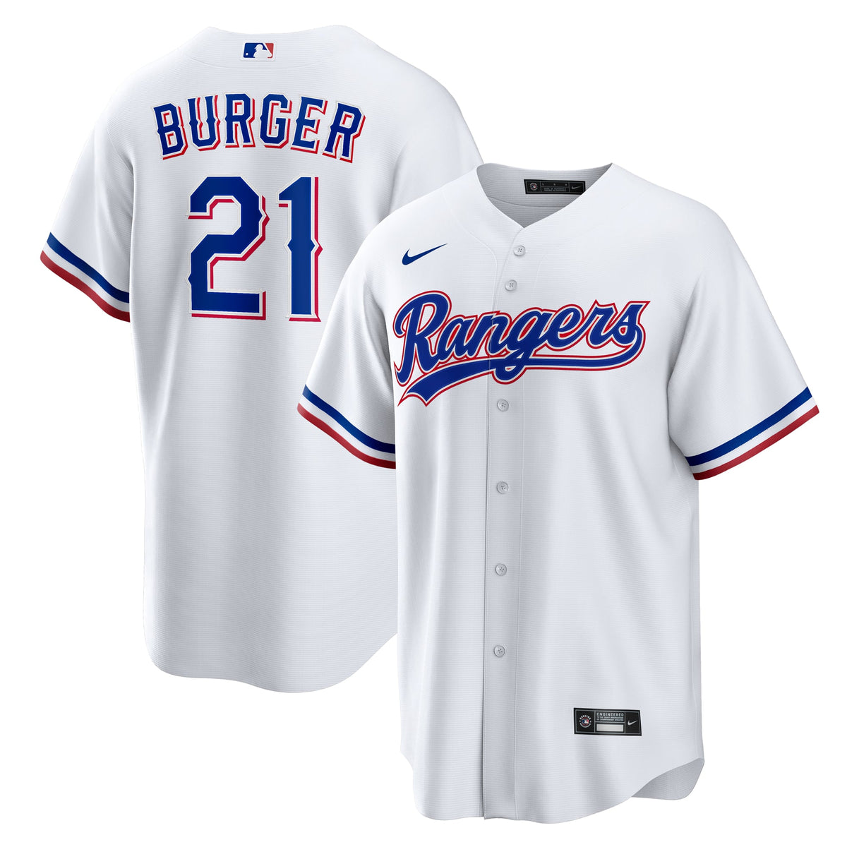 Men's Texas Rangers Jake Burger Nike White Home Replica Jersey