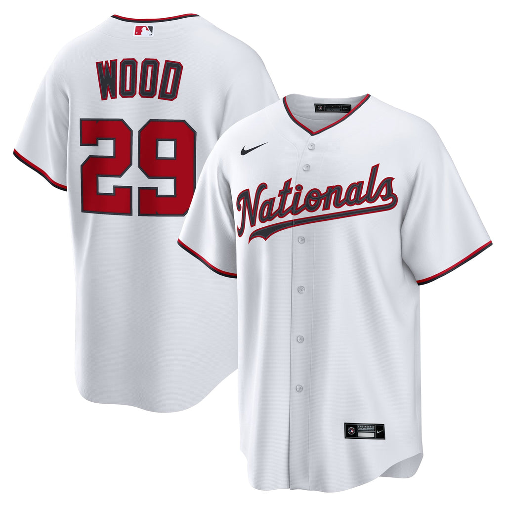 Men's Washington Nationals James Wood Nike White Home Replica Jersey - 2