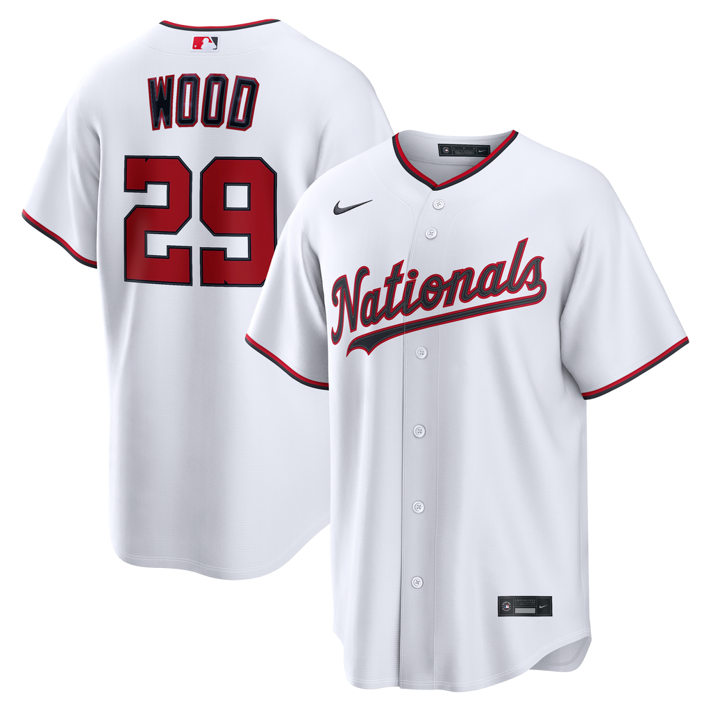Men's Washington Nationals James Wood Nike White Home Replica Jersey - 2