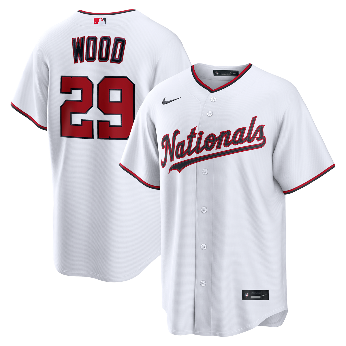 Men's Washington Nationals James Wood Nike White Home Replica Jersey - 2