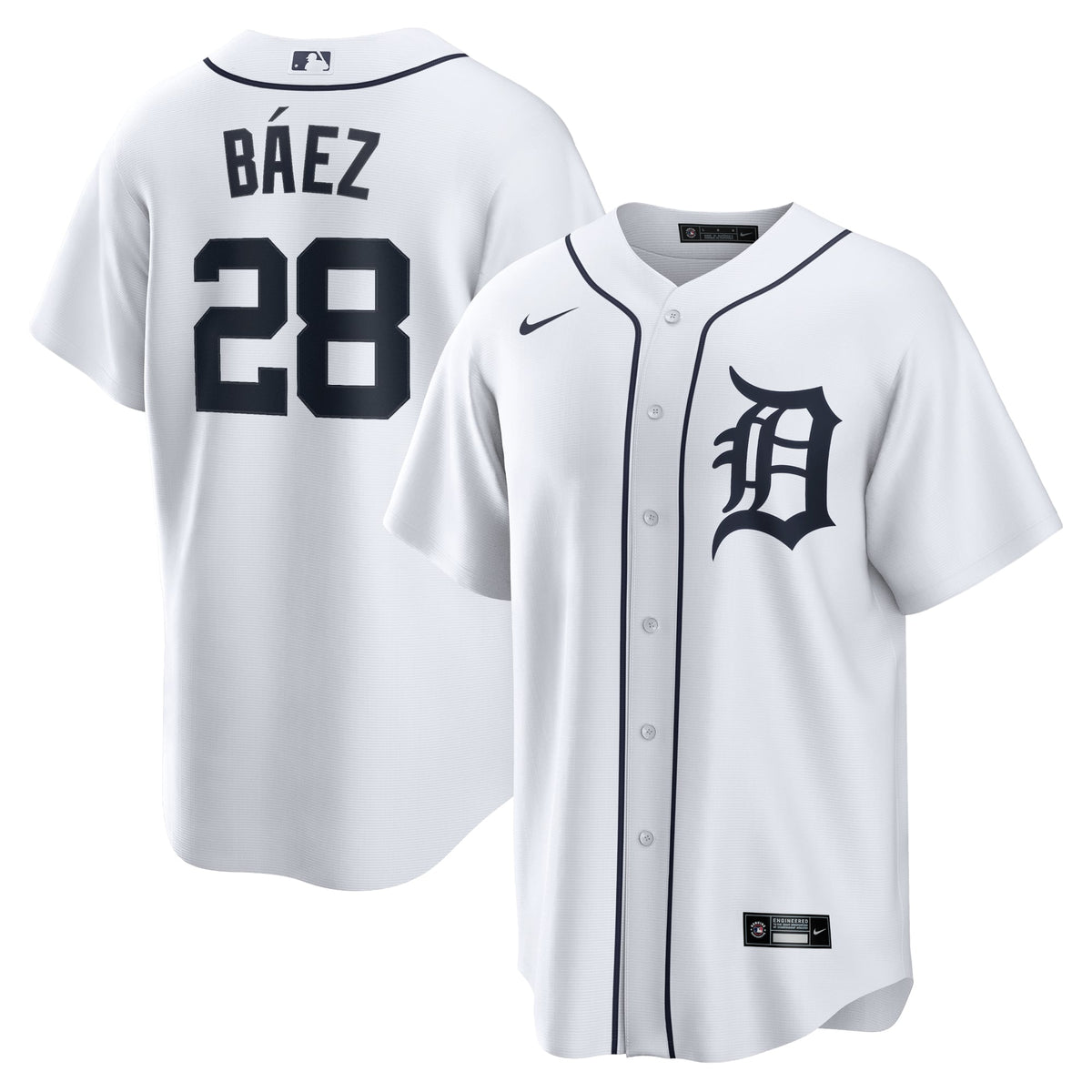 Men's Detroit Tigers Javier Baez Nike White Home Replica Player Jersey
