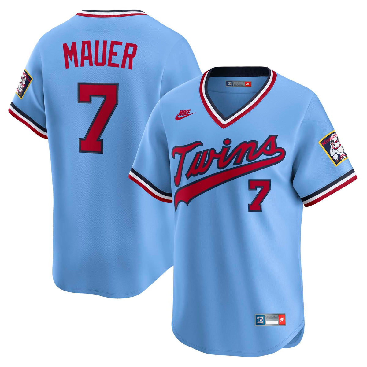 Men's Minnesota Twins Joe Mauer Nike Light Blue Throwback Cooperstown Collection Limited Jersey - 2
