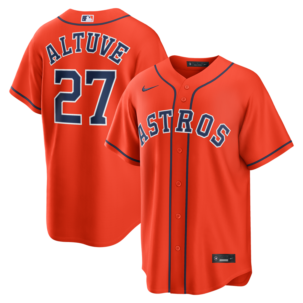 Men's Houston Astros Jose Altuve Nike Orange Alternate Replica Jersey - 2