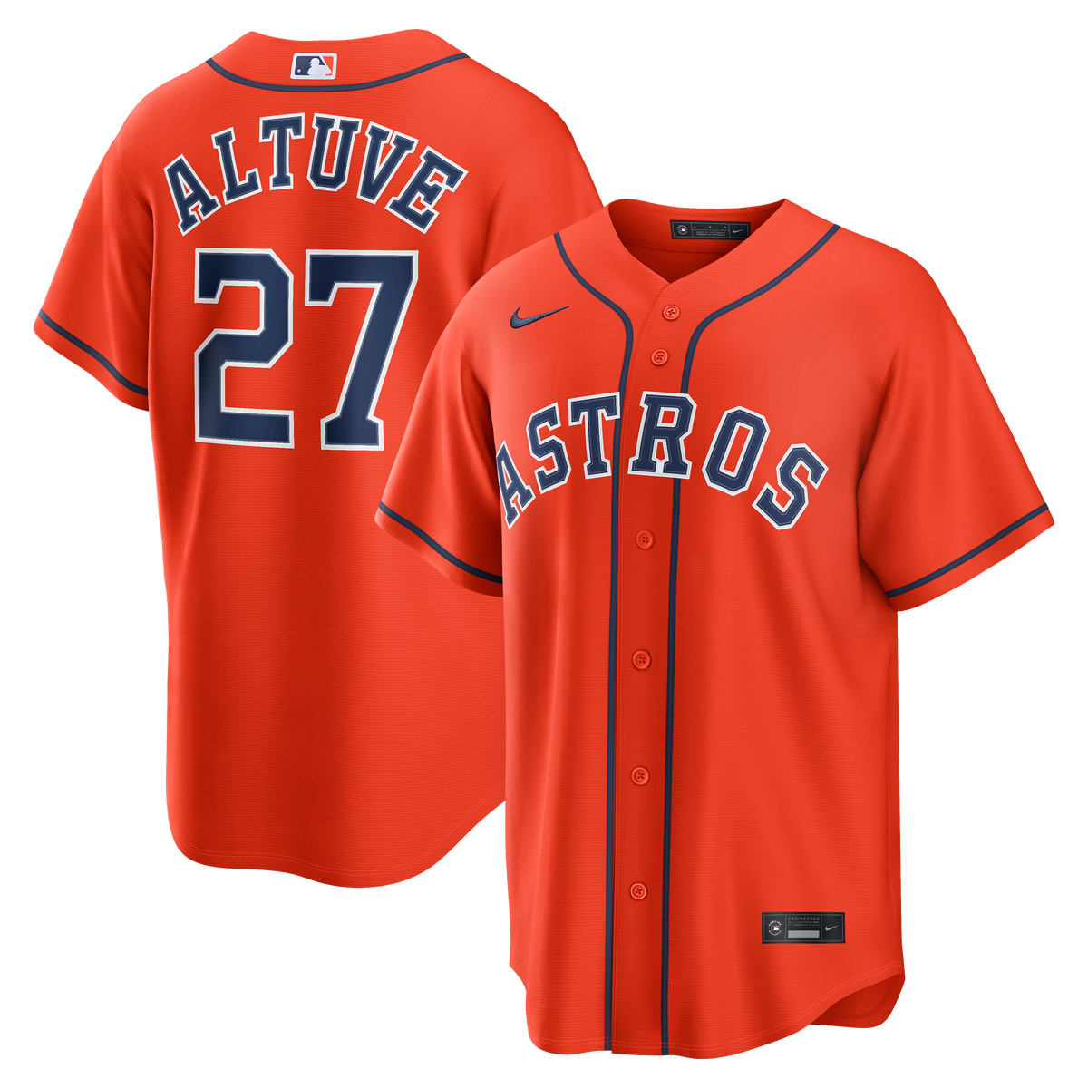 Men's Houston Astros Jose Altuve Nike Orange Alternate Replica Jersey - 2