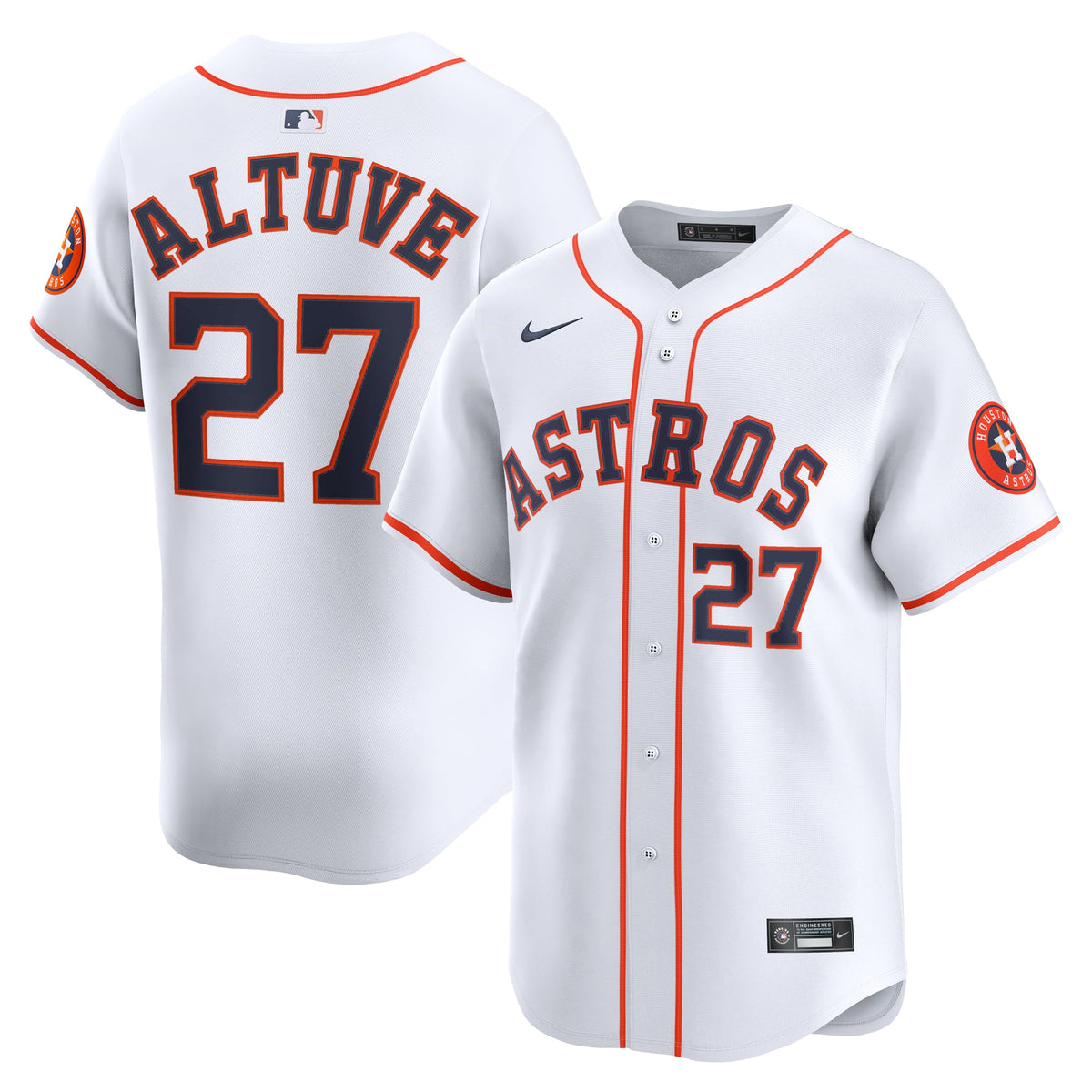 Men's Houston Astros Jose Altuve Nike White Home Limited Player Jersey