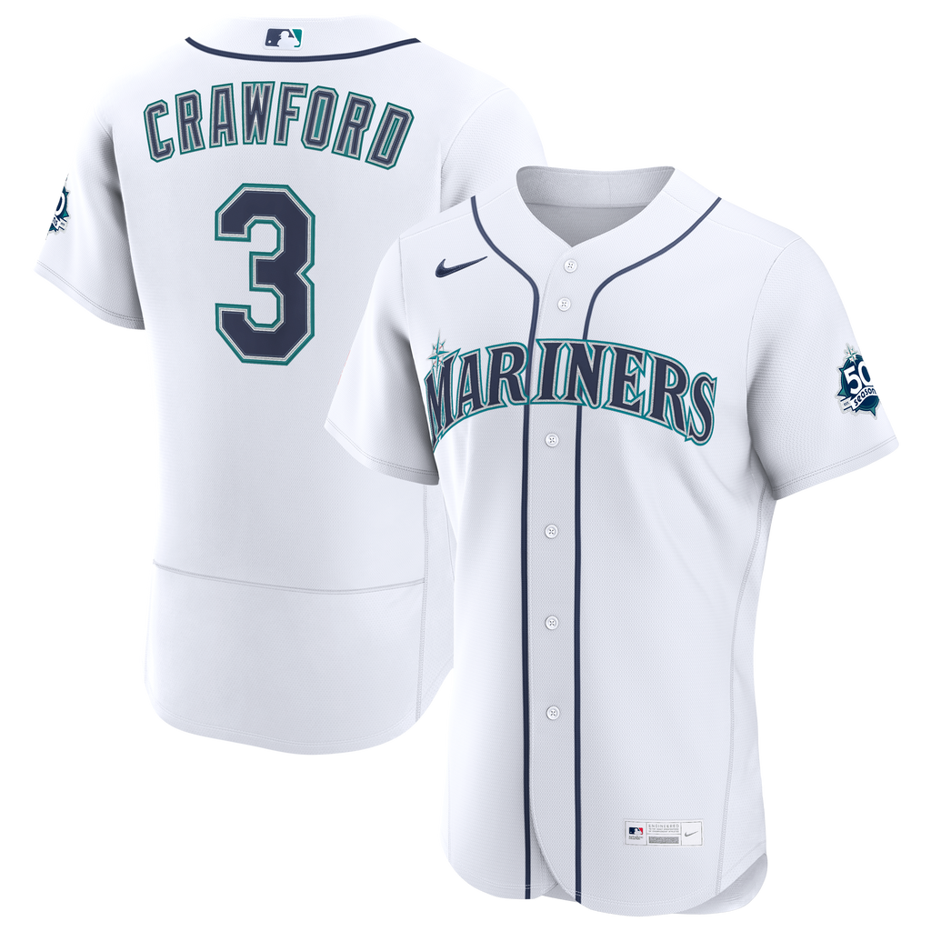 Men's Seattle Mariners J.P. Crawford Nike White Home 50th Season Authentic Jersey