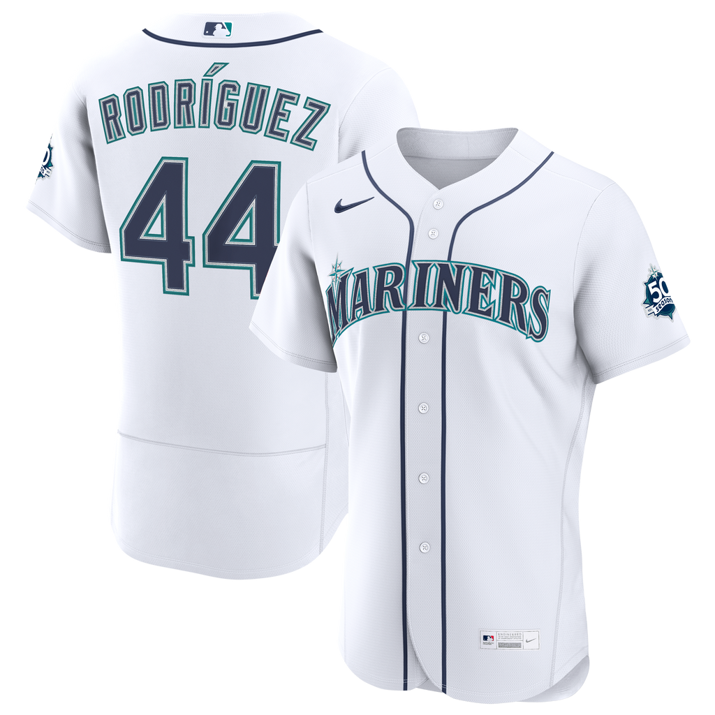 Men's Seattle Mariners Julio Rodriguez Nike White Home 50th Season Authentic Jersey