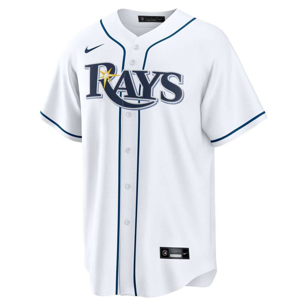 Men's Tampa Bay Rays Junior Caminero Nike White Home Replica Jersey - 3