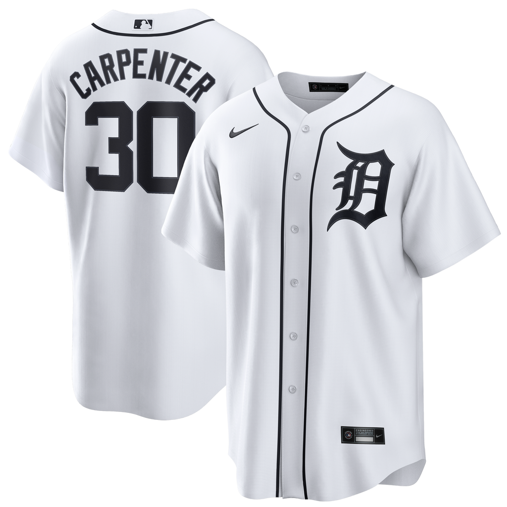 Men's Detroit Tigers Kerry Carpenter Nike White Home Replica Jersey - 2