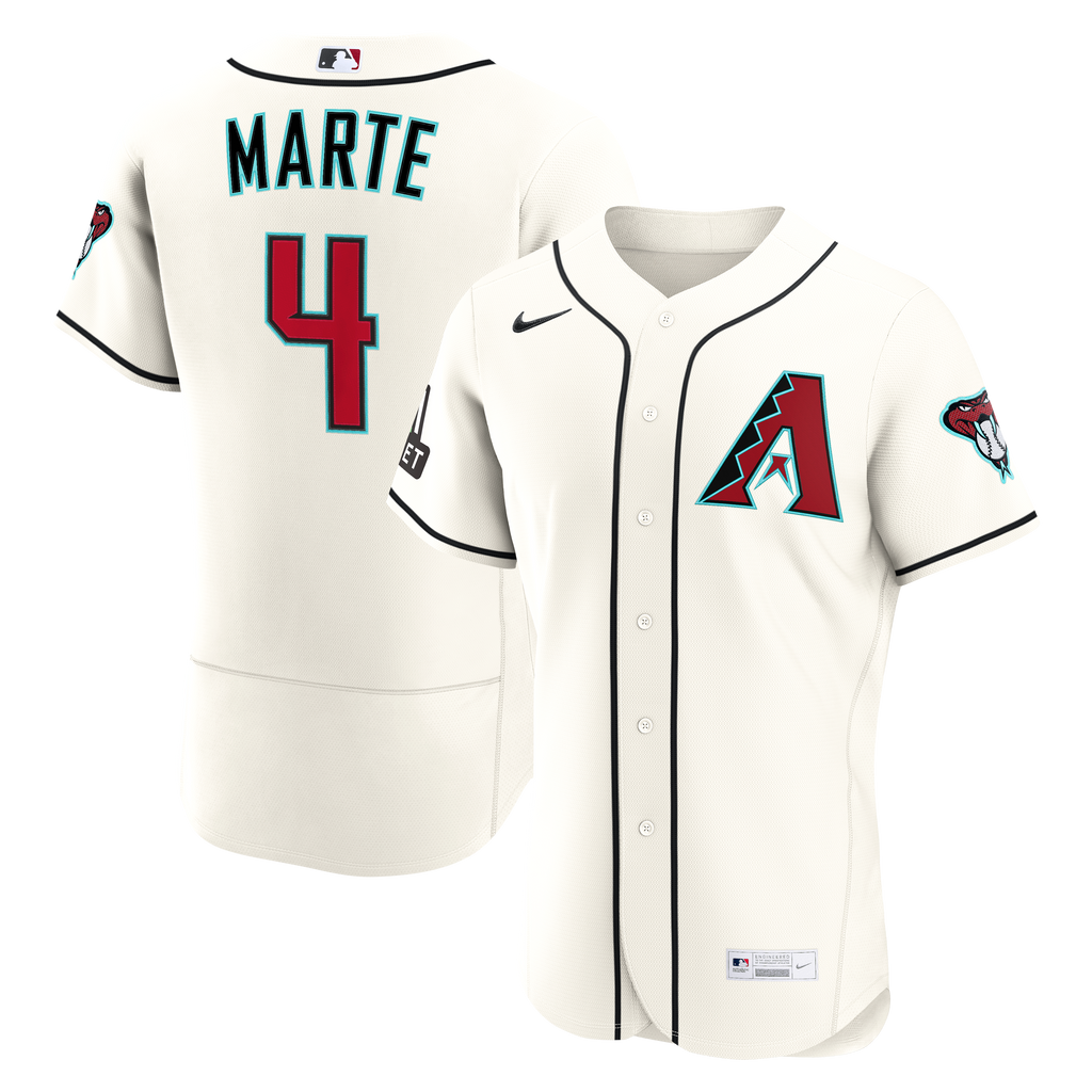 Men's Arizona Diamondbacks Ketel Marte Nike Cream Home Authentic Sponsor Patch Jersey - 2