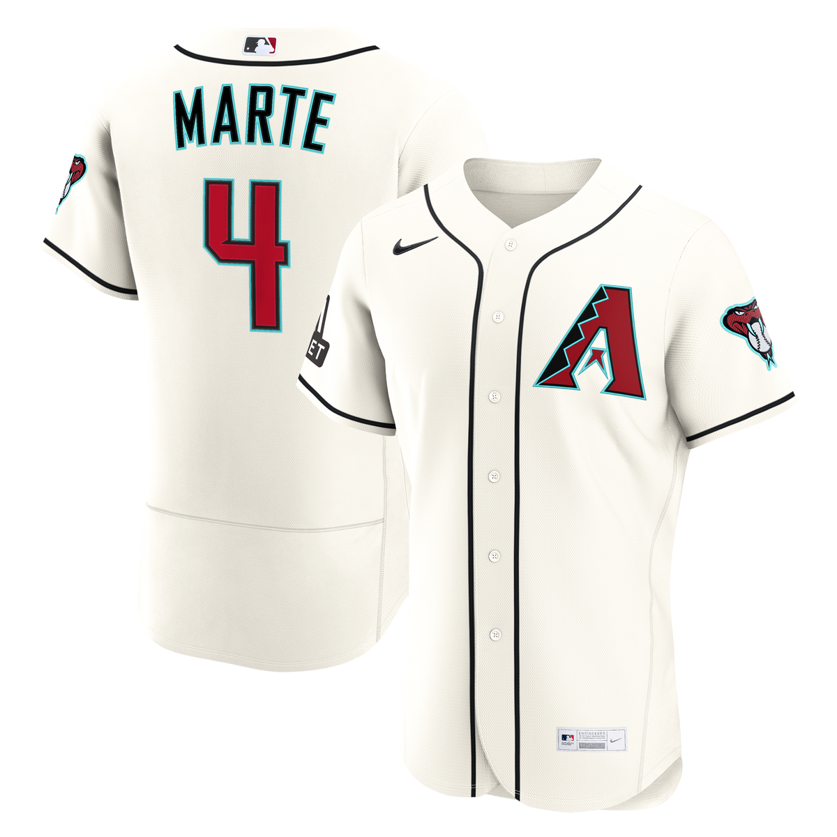 Men's Arizona Diamondbacks Ketel Marte Nike Cream Home Authentic Sponsor Patch Jersey - 2