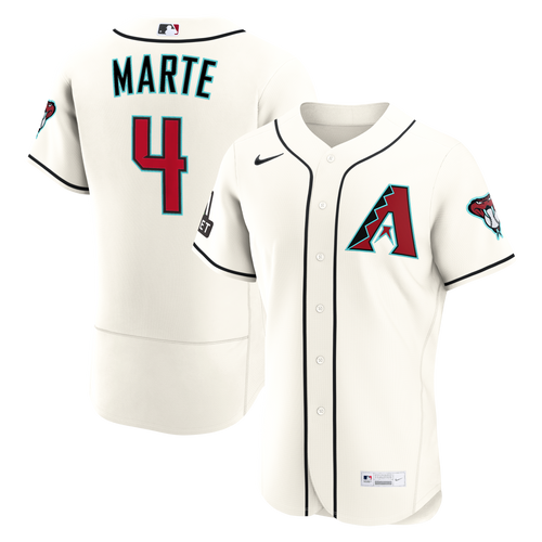 Men's Arizona Diamondbacks Ketel Marte Nike Cream Home Authentic Sponsor Patch Jersey