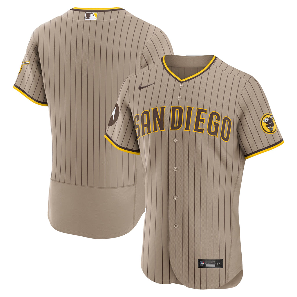 Men's San Diego Padres Nike Khaki Alternate Sponsor Patch Authentic Jersey - 2