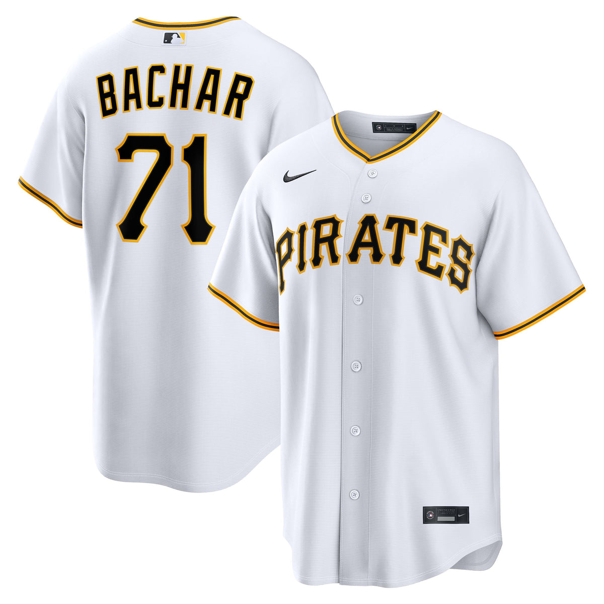 Men's Pittsburgh Pirates Lake Bachar Nike White Home Replica Jersey - 2