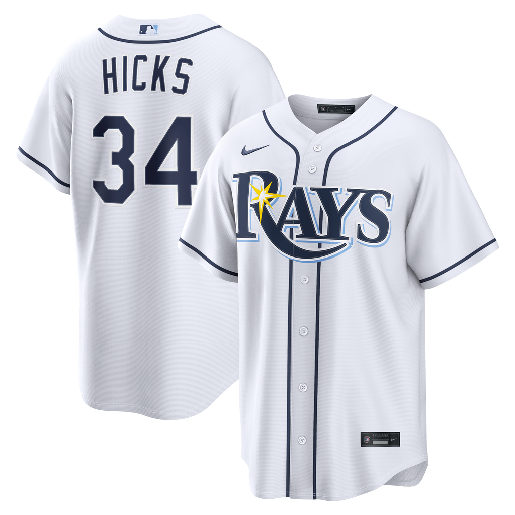 Men's Tampa Bay Rays Liam Hicks Nike White Home Replica Jersey - 2