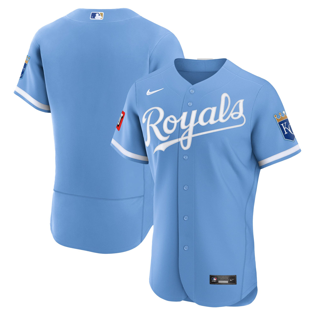 Men's Kansas City Royals Nike Light Blue Alternate Sponsor Patch Authentic Jersey - 2