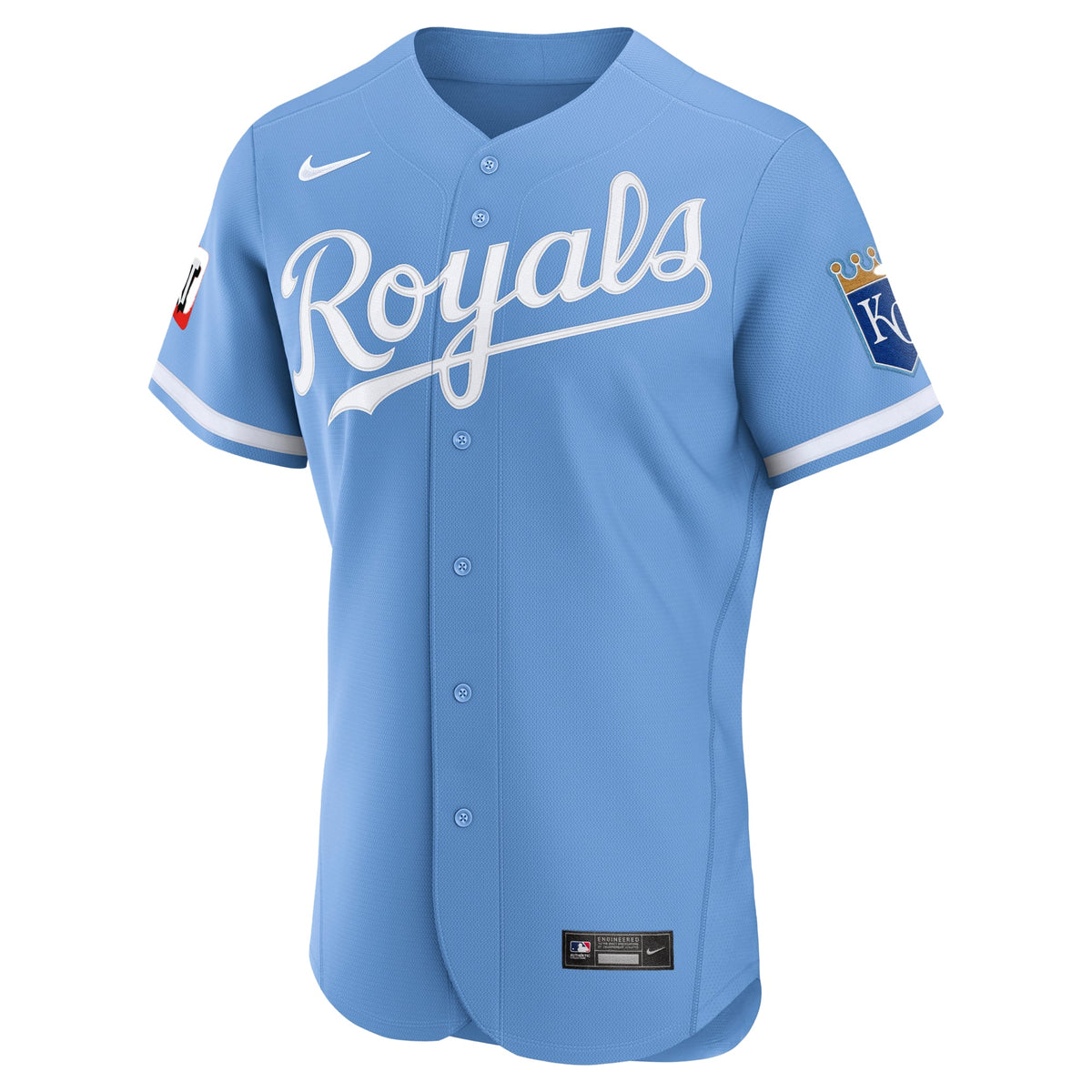 Men's Kansas City Royals Nike Light Blue Alternate Sponsor Patch Authentic Jersey - 3