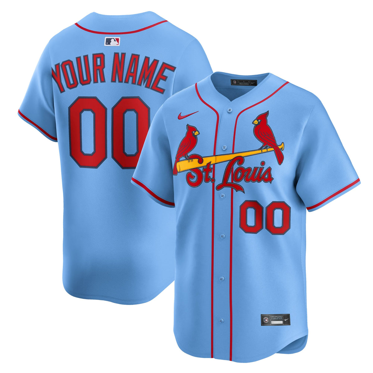 Men's St. Louis Cardinals Nike Light Blue Alternate Limited Custom Jersey