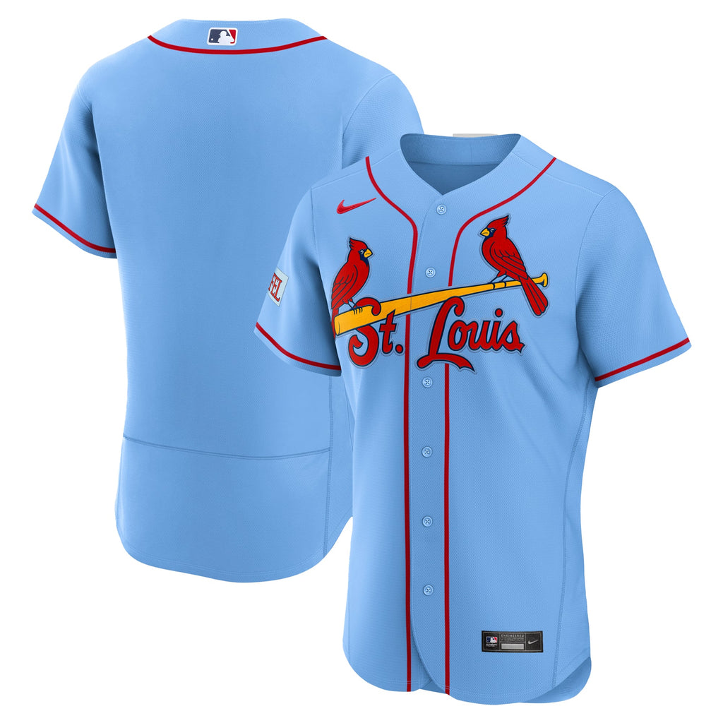 Men's St. Louis Cardinals Nike Light Blue Alternate Sponsor Patch Authentic Jersey - 2