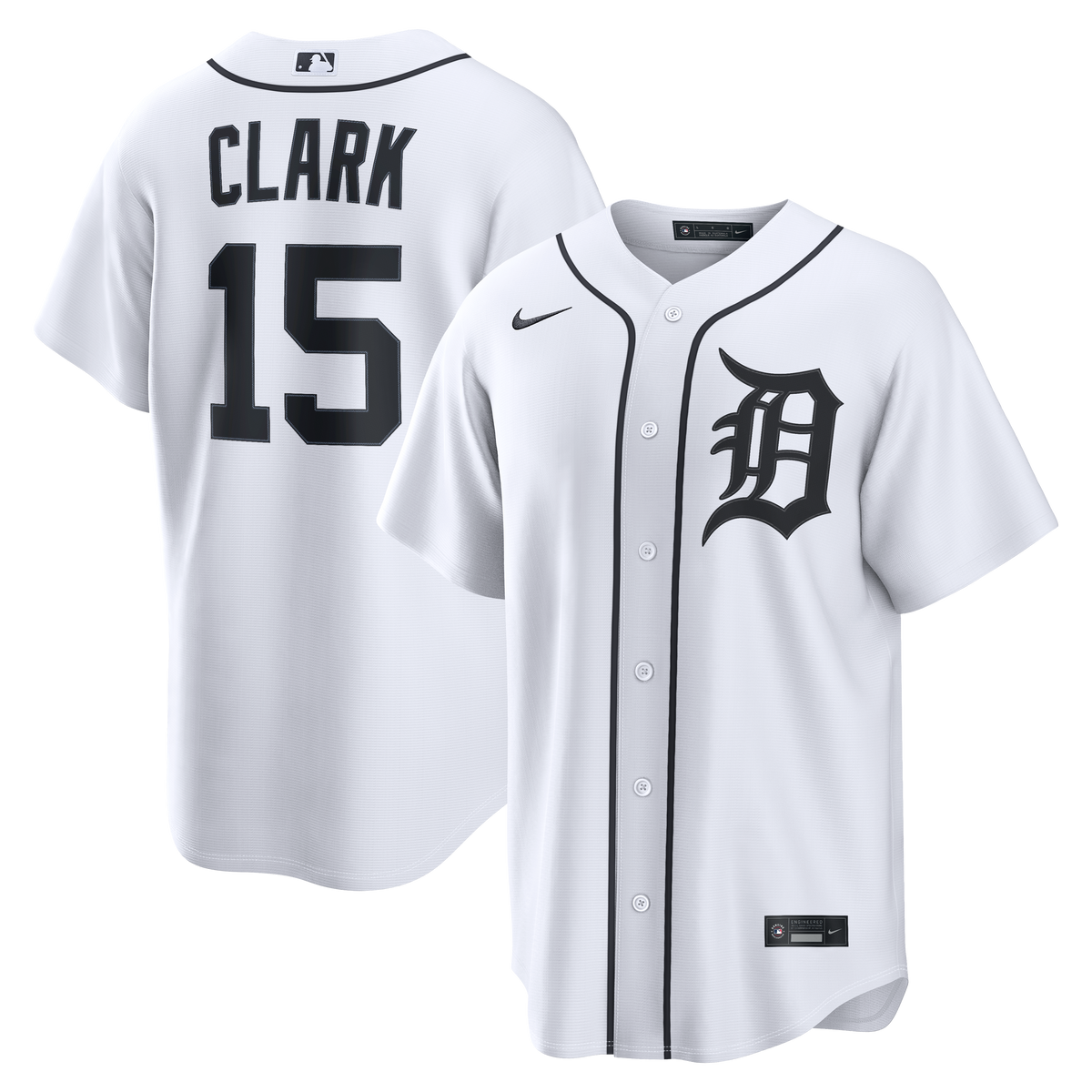 Men's Detroit Tigers Max Clark Nike White Home Replica Jersey - 2