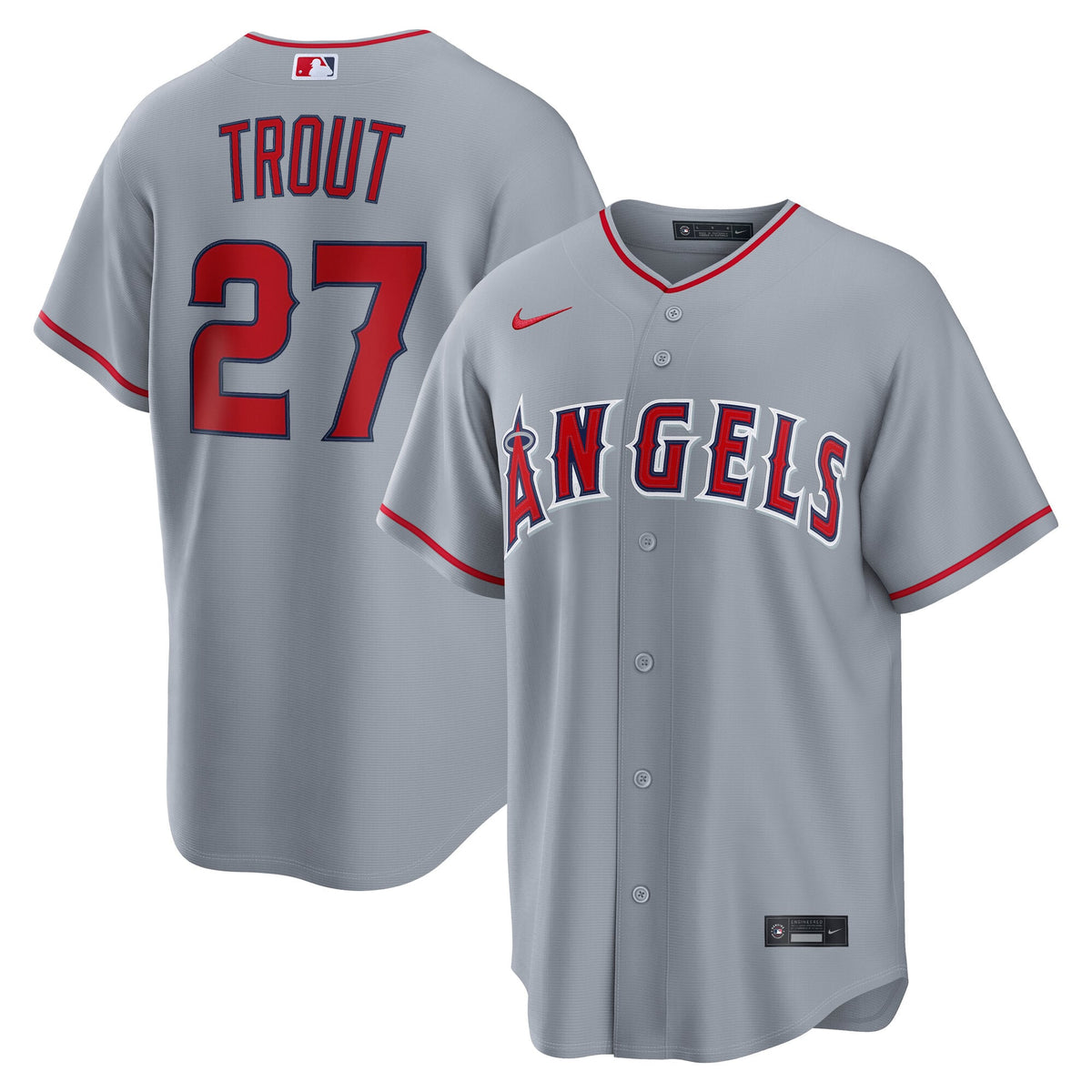 Men's Los Angeles Angels Mike Trout Nike Gray Road Replica Jersey - 2