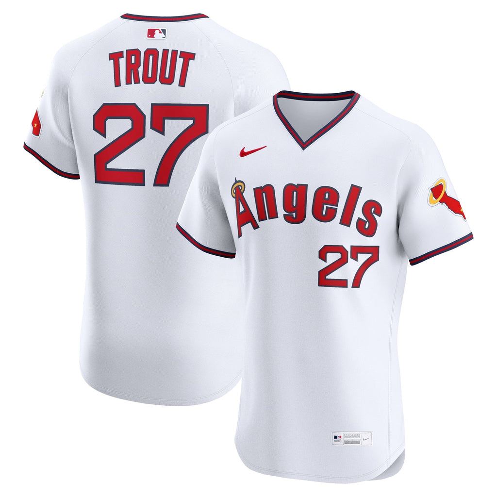 Men's Los Angeles Angels Mike Trout Nike White Alternate 2 Elite Jersey - 2