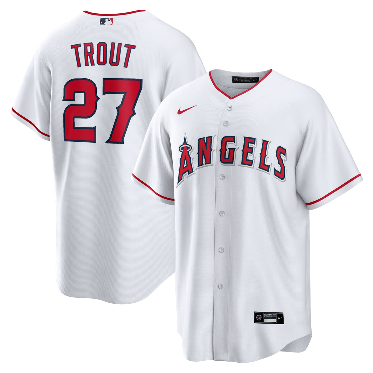 Men's Los Angeles Angels Mike Trout Nike White Home Replica Player Name Jersey - 2