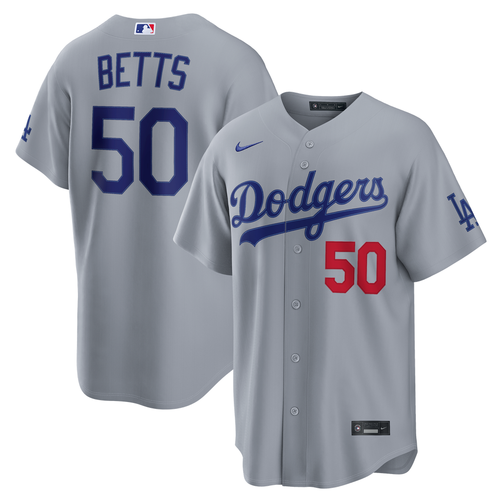 Men's Los Angeles Dodgers Mookie Betts Nike Gray Stadium Jersey - 2