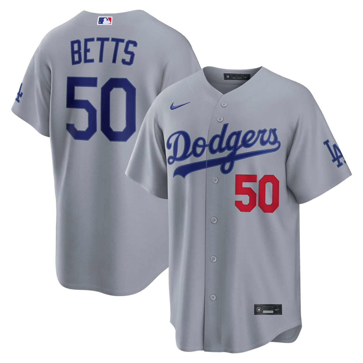 Men's Los Angeles Dodgers Mookie Betts Nike Gray Stadium Jersey - 2